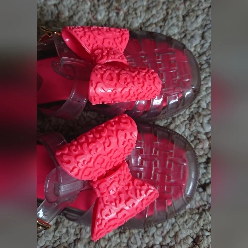 Mel By Melissa Toddler Clear Jelly Sandals Pink Leopard Bow Size 7